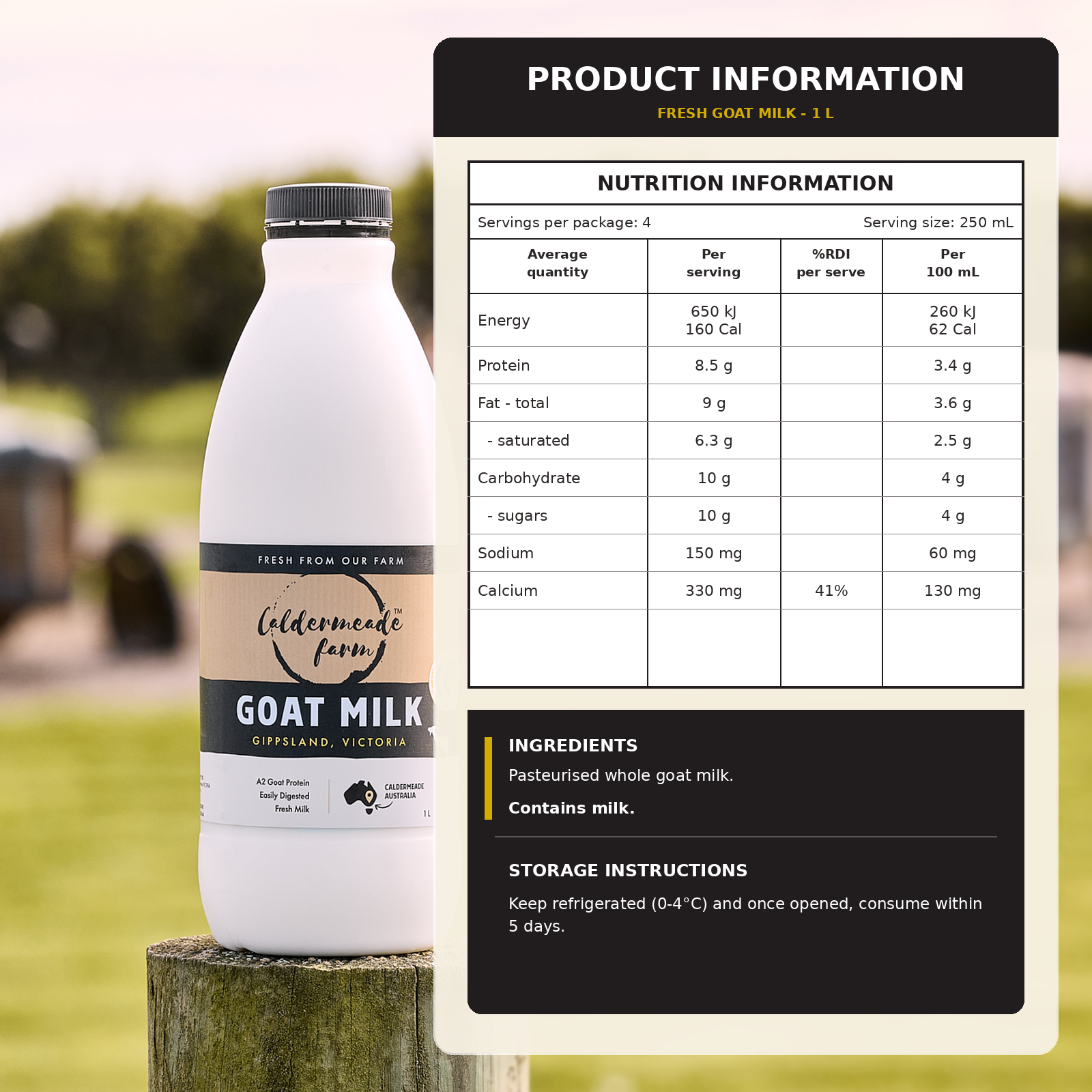 Goat Milk Full Cream 1L - Image 4