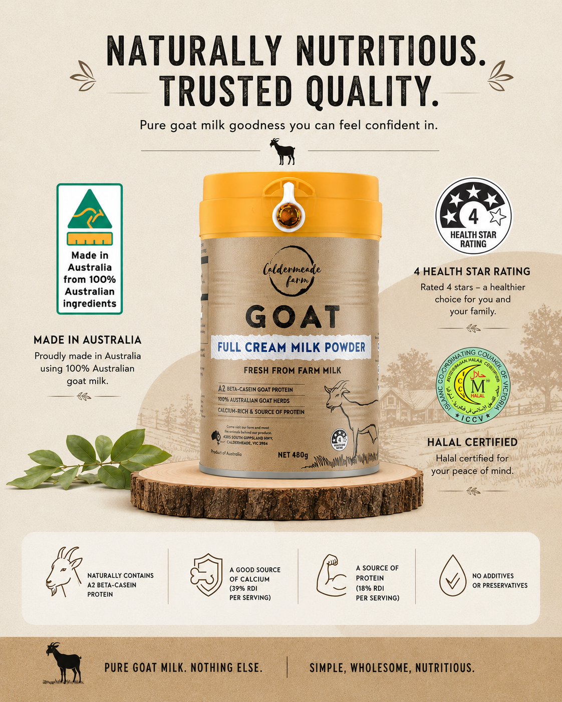 Goat Whole Milk Powder 480g | Caldermeade Farm